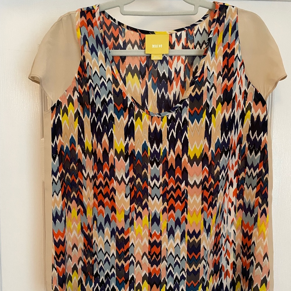Multi-color zig zag Maeve silk top